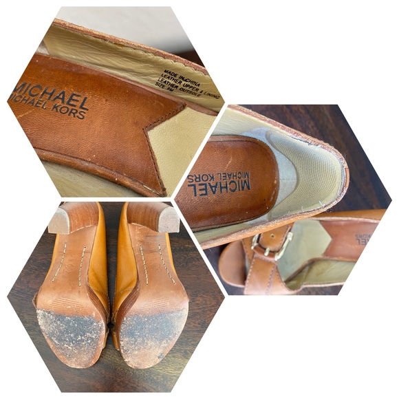 Michael Kors tan Leather peep toe high heels - Picture 6 of 8